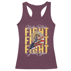 Funny Trump Bitcoin Racerback Tank Top Make Bitcoin Great Again Fight Fight Fight USA Flag TS11 Maroon Print Your Wear
