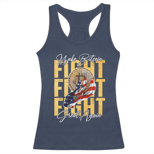 Funny Trump Bitcoin Racerback Tank Top Make Bitcoin Great Again Fight Fight Fight USA Flag TS11 Navy Print Your Wear