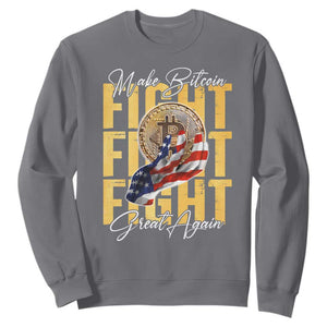 Funny Trump Bitcoin Sweatshirt Make Bitcoin Great Again Fight Fight Fight USA Flag TS11 Charcoal Print Your Wear