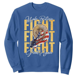 Funny Trump Bitcoin Sweatshirt Make Bitcoin Great Again Fight Fight Fight USA Flag TS11 Royal Blue Print Your Wear