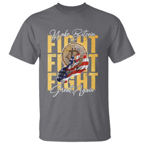 Funny Trump Bitcoin T Shirt Make Bitcoin Great Again Fight Fight Fight USA Flag TS11 Charcoal Print Your Wear