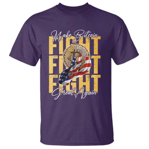 Funny Trump Bitcoin T Shirt Make Bitcoin Great Again Fight Fight Fight USA Flag TS11 Purple Print Your Wear