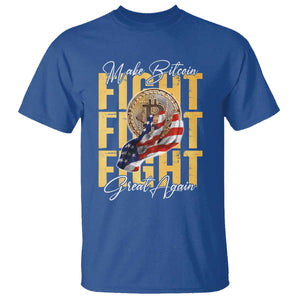 Funny Trump Bitcoin T Shirt Make Bitcoin Great Again Fight Fight Fight USA Flag TS11 Royal Blue Print Your Wear