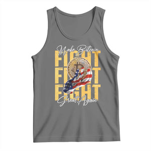 Funny Trump Bitcoin Tank Top Make Bitcoin Great Again Fight Fight Fight USA Flag TS11 Black Heather Print Your Wear