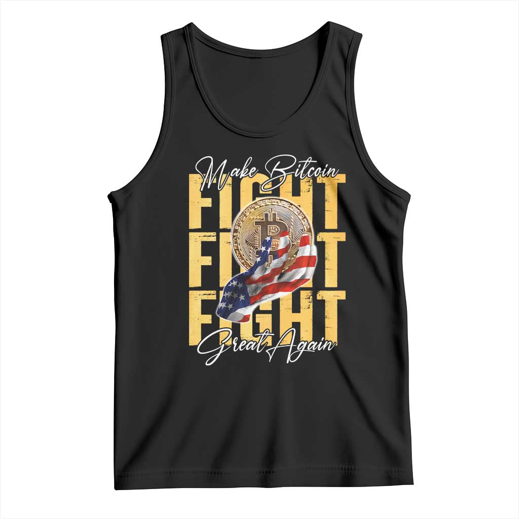 Funny Trump Bitcoin Tank Top Make Bitcoin Great Again Fight Fight Fight USA Flag TS11 Black Print Your Wear