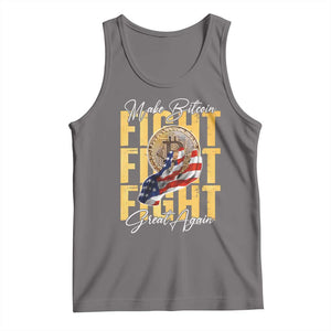 Funny Trump Bitcoin Tank Top Make Bitcoin Great Again Fight Fight Fight USA Flag TS11 Deep Heather Print Your Wear