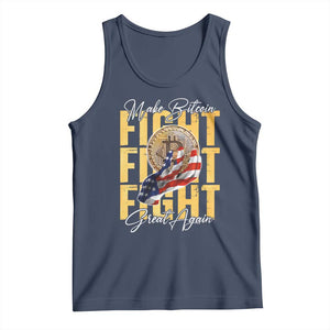 Funny Trump Bitcoin Tank Top Make Bitcoin Great Again Fight Fight Fight USA Flag TS11 Navy Print Your Wear