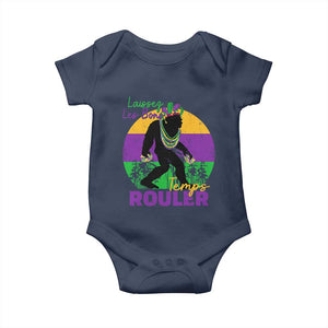 Funny Bigfoot Mardi Gras Baby Onesie Laissez Les Bons Temps Rouler Bald Cypress TS11 Navy Print Your Wear