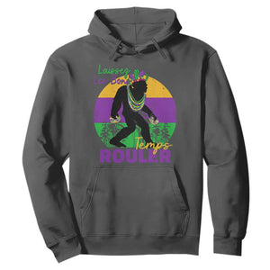 Funny Bigfoot Mardi Gras Hoodie Laissez Les Bons Temps Rouler Bald Cypress TS11 Dark Heather Print Your Wear
