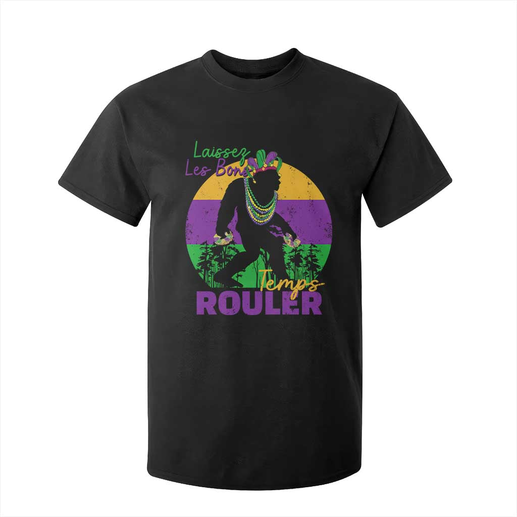 Funny Bigfoot Mardi Gras T Shirt For Kid Laissez Les Bons Temps Rouler Bald Cypress TS11 Black Print Your Wear