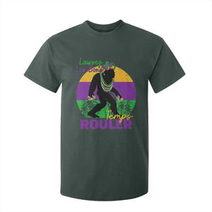 Funny Bigfoot Mardi Gras T Shirt For Kid Laissez Les Bons Temps Rouler Bald Cypress TS11 Dark Forest Green Print Your Wear