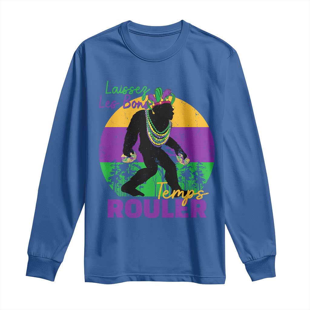 Funny Bigfoot Mardi Gras Long Sleeve Shirt Laissez Les Bons Temps Rouler Bald Cypress TS11 Royal Blue Print Your Wear