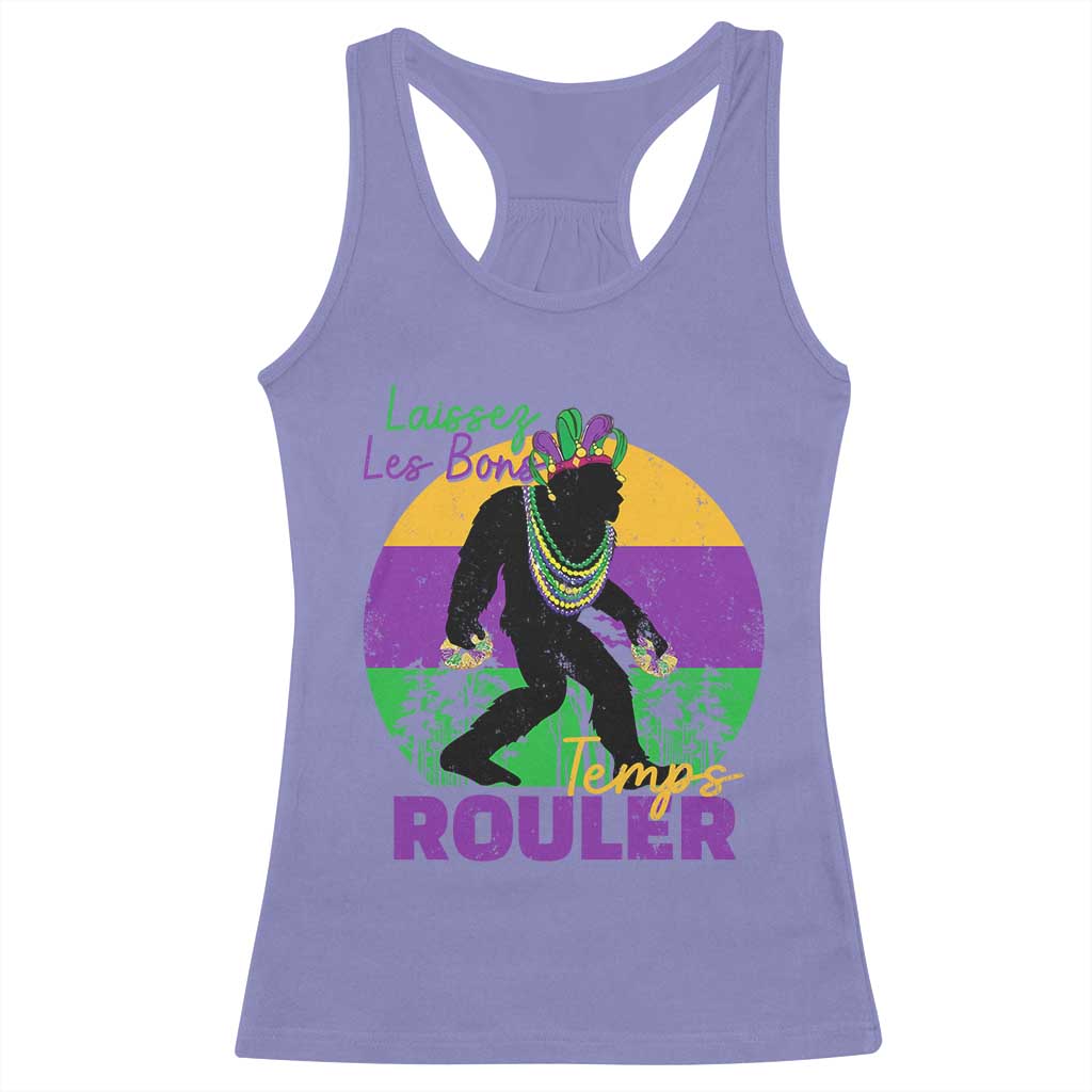 Funny Bigfoot Mardi Gras Racerback Tank Top Laissez Les Bons Temps Rouler Bald Cypress TS11 Violet Print Your Wear
