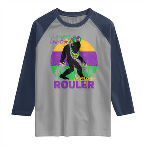 Funny Bigfoot Mardi Gras Raglan Shirt Laissez Les Bons Temps Rouler Bald Cypress TS11 Sport Gray Navy Print Your Wear