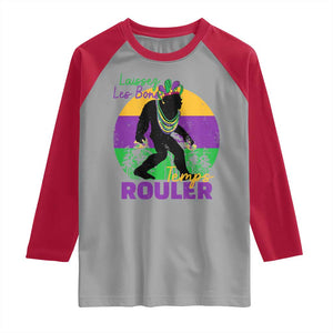 Funny Bigfoot Mardi Gras Raglan Shirt Laissez Les Bons Temps Rouler Bald Cypress TS11 Sport Gray Red Print Your Wear