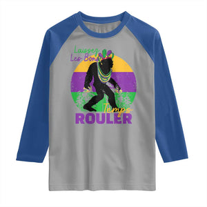 Funny Bigfoot Mardi Gras Raglan Shirt Laissez Les Bons Temps Rouler Bald Cypress TS11 Sport Gray Royal Print Your Wear
