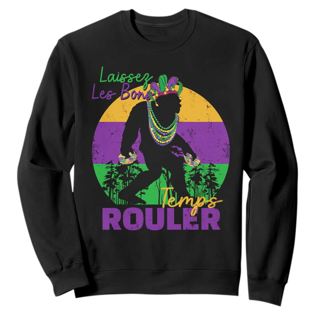 Funny Bigfoot Mardi Gras Sweatshirt Laissez Les Bons Temps Rouler Bald Cypress TS11 Black Print Your Wear
