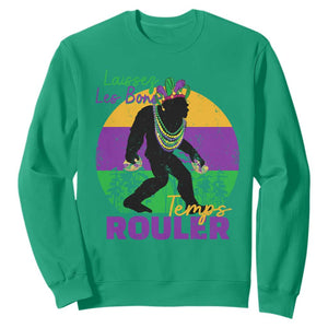 Funny Bigfoot Mardi Gras Sweatshirt Laissez Les Bons Temps Rouler Bald Cypress TS11 Irish Green Print Your Wear