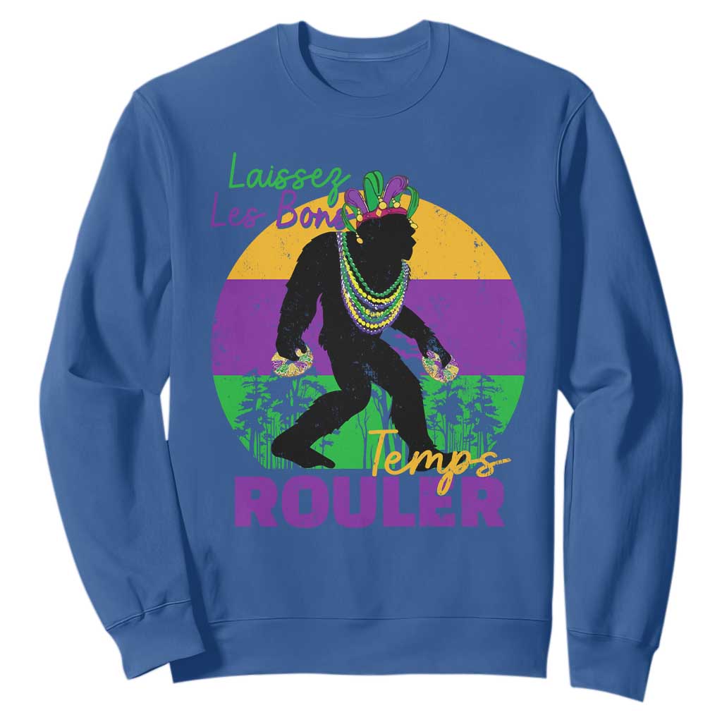 Funny Bigfoot Mardi Gras Sweatshirt Laissez Les Bons Temps Rouler Bald Cypress TS11 Royal Blue Print Your Wear
