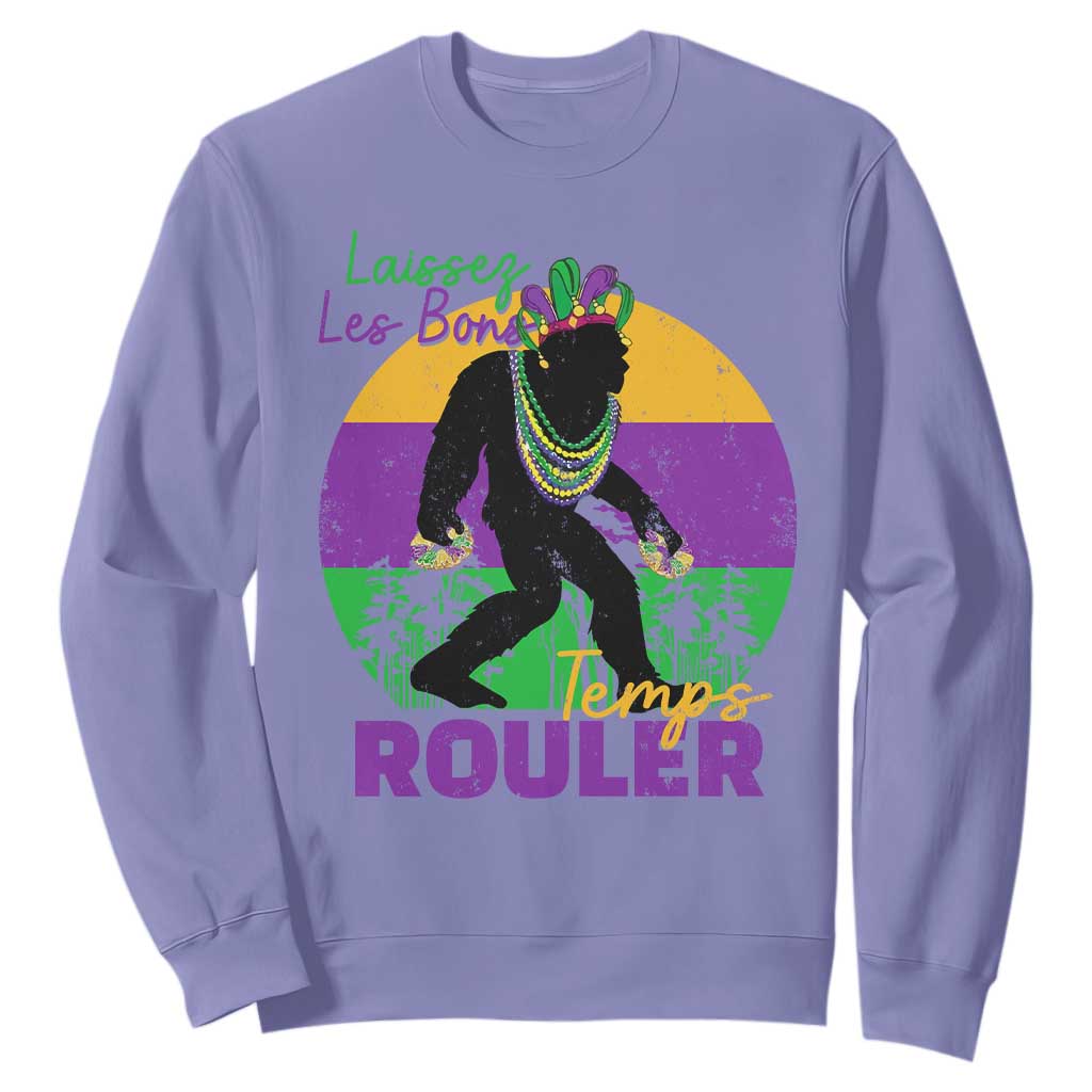 Funny Bigfoot Mardi Gras Sweatshirt Laissez Les Bons Temps Rouler Bald Cypress TS11 Violet Print Your Wear