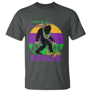 Funny Bigfoot Mardi Gras T Shirt Laissez Les Bons Temps Rouler Bald Cypress TS11 Dark Heather Print Your Wear