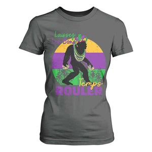 Funny Bigfoot Mardi Gras T Shirt For Women Laissez Les Bons Temps Rouler Bald Cypress TS11 Dark Heather Print Your Wear