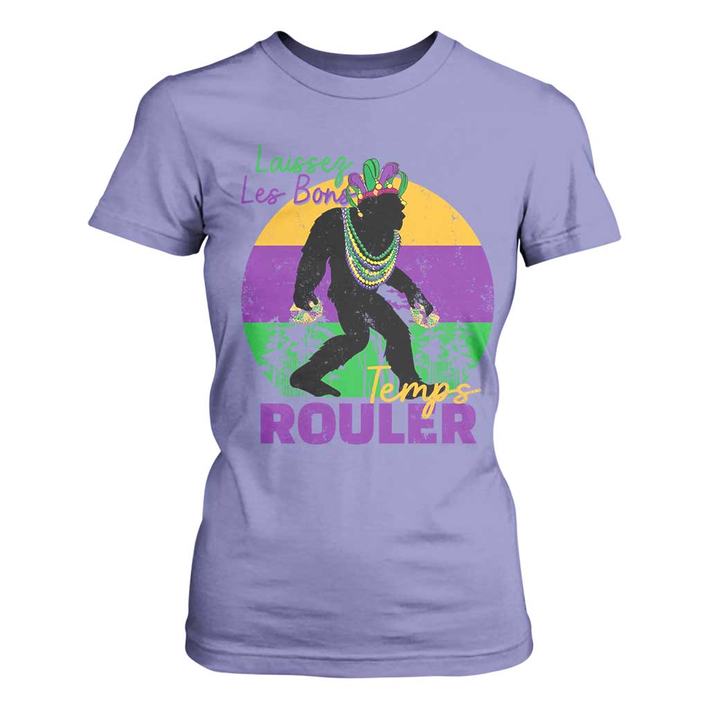Funny Bigfoot Mardi Gras T Shirt For Women Laissez Les Bons Temps Rouler Bald Cypress TS11 Violet Print Your Wear