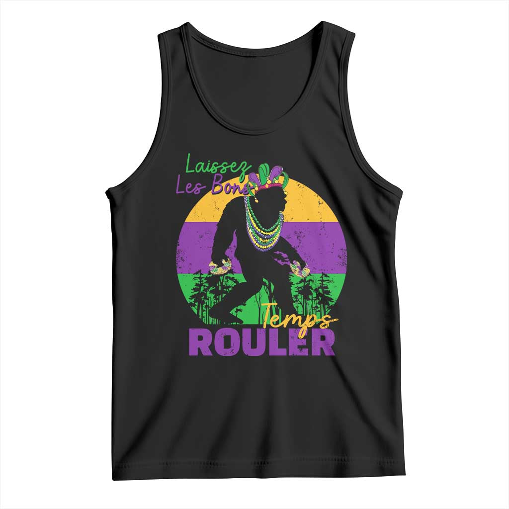 Funny Bigfoot Mardi Gras Tank Top Laissez Les Bons Temps Rouler Bald Cypress TS11 Black Print Your Wear