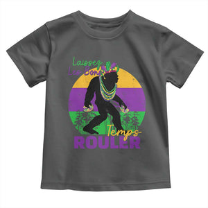 Funny Bigfoot Mardi Gras Toddler T Shirt Laissez Les Bons Temps Rouler Bald Cypress TS11 Dark Heather Print Your Wear