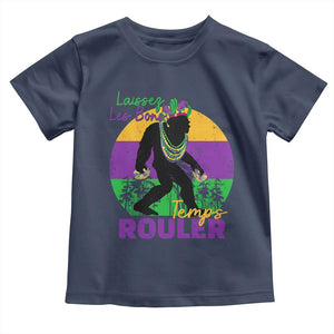 Funny Bigfoot Mardi Gras Toddler T Shirt Laissez Les Bons Temps Rouler Bald Cypress TS11 Navy Print Your Wear