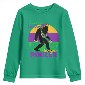 Funny Bigfoot Mardi Gras Youth Sweatshirt Laissez Les Bons Temps Rouler Bald Cypress TS11 Irish Green Print Your Wear