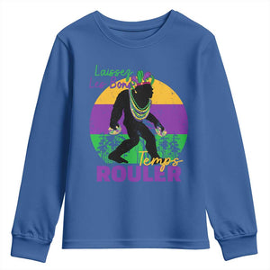 Funny Bigfoot Mardi Gras Youth Sweatshirt Laissez Les Bons Temps Rouler Bald Cypress TS11 Royal Blue Print Your Wear