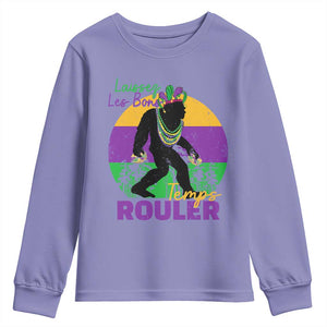 Funny Bigfoot Mardi Gras Youth Sweatshirt Laissez Les Bons Temps Rouler Bald Cypress TS11 Violet Print Your Wear