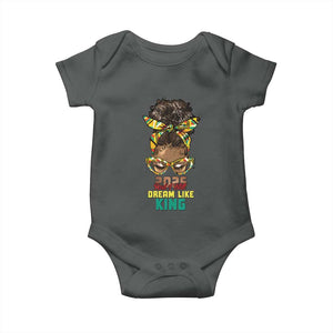 2025 And I Still Dream Like King MLK Day Baby Onesie Messy Bun Black History Month TS11 Dark Heather Print Your Wear