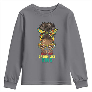 2025 And I Still Dream Like King MLK Day Youth Sweatshirt Messy Bun Black History Month TS11 Charcoal Print Your Wear
