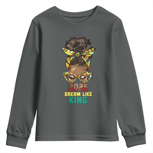 2025 And I Still Dream Like King MLK Day Youth Sweatshirt Messy Bun Black History Month TS11 Dark Heather Print Your Wear