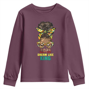2025 And I Still Dream Like King MLK Day Youth Sweatshirt Messy Bun Black History Month TS11 Maroon Print Your Wear