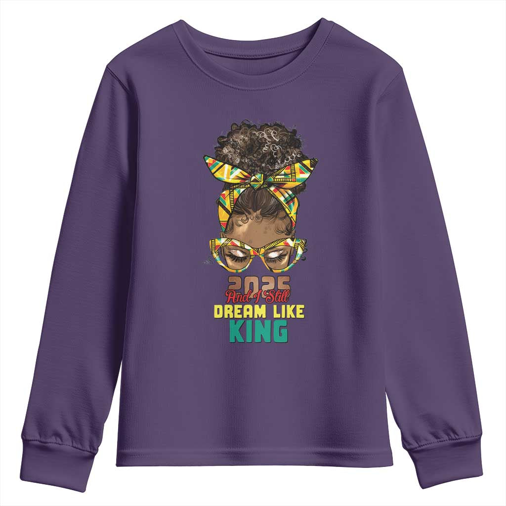 2025 And I Still Dream Like King MLK Day Youth Sweatshirt Messy Bun Black History Month TS11 Purple Print Your Wear