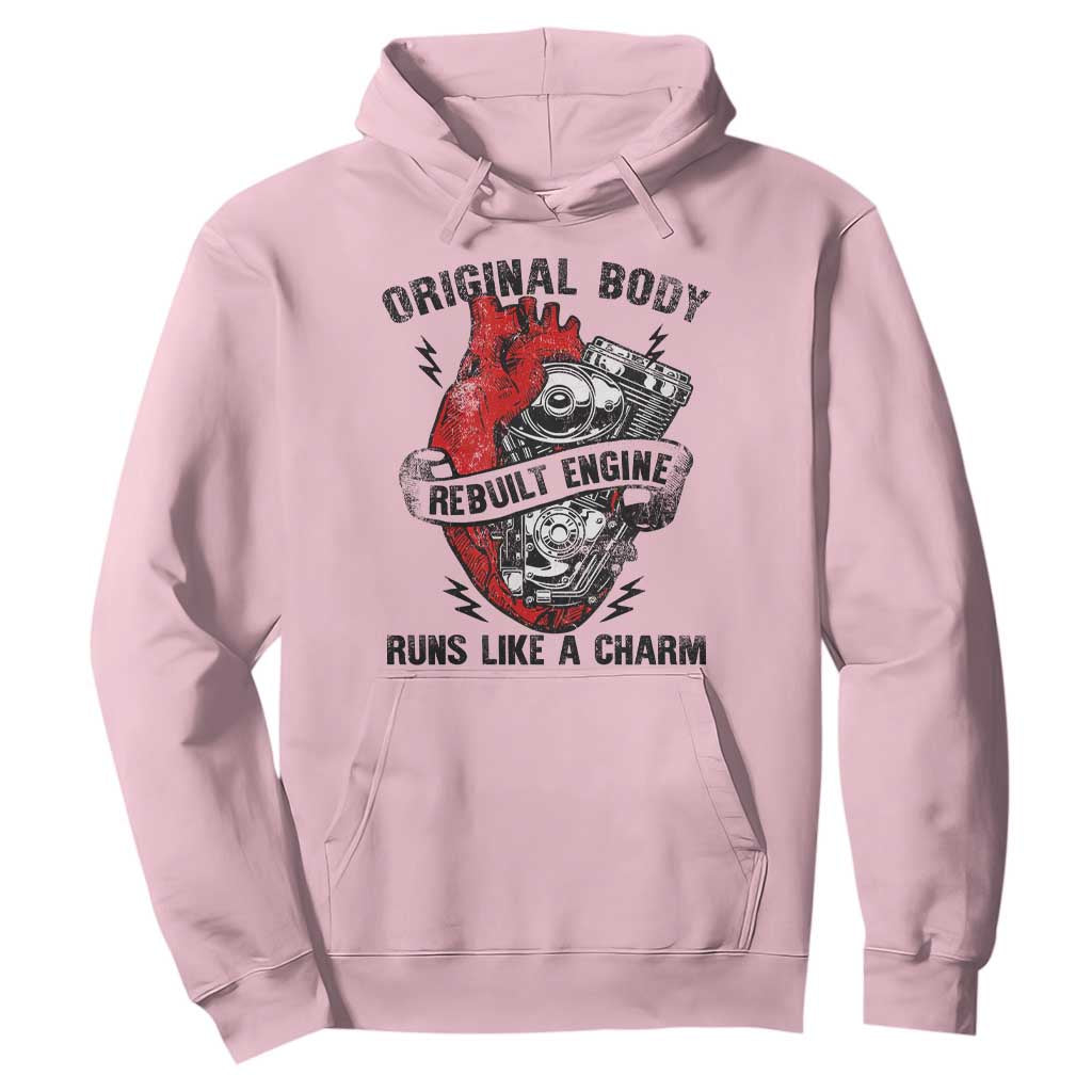 Funny Heart Surgery Hoodie Original Body Rebuilt Engine Runs Like A Charm Mechanical Heart TS11 Light Pink Print Your Wear