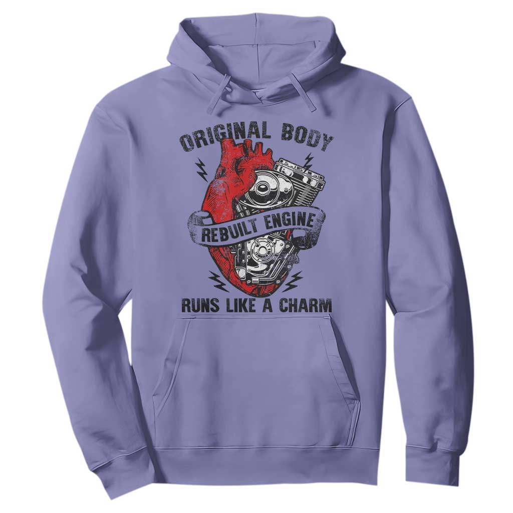 Funny Heart Surgery Hoodie Original Body Rebuilt Engine Runs Like A Charm Mechanical Heart TS11 Violet Print Your Wear