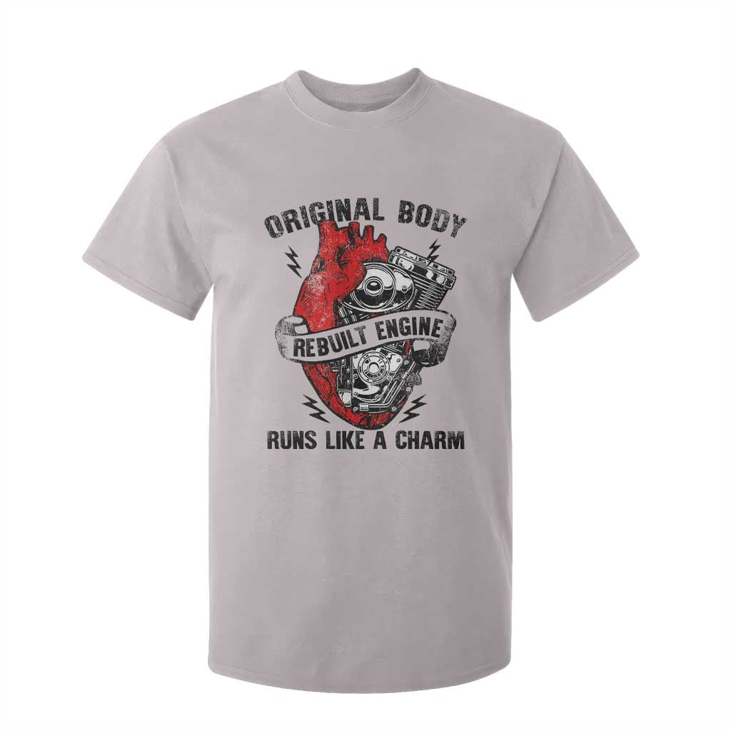 Funny Heart Surgery T Shirt For Kid Original Body Rebuilt Engine Runs Like A Charm Mechanical Heart TS11 Ice Gray Print Your Wear
