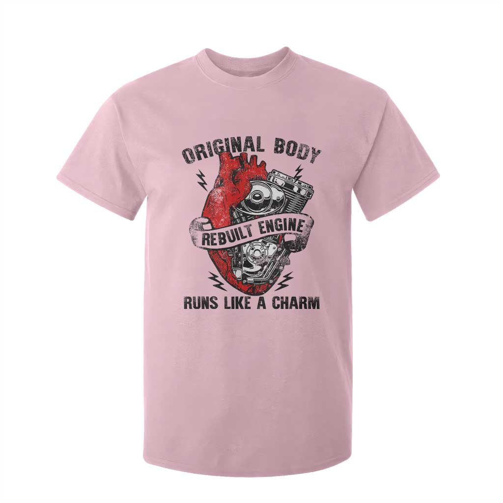 Funny Heart Surgery T Shirt For Kid Original Body Rebuilt Engine Runs Like A Charm Mechanical Heart TS11 Light Pink Print Your Wear