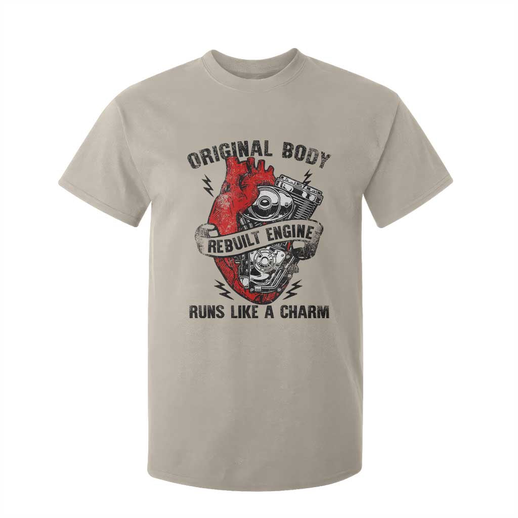 Funny Heart Surgery T Shirt For Kid Original Body Rebuilt Engine Runs Like A Charm Mechanical Heart TS11 Sand Print Your Wear