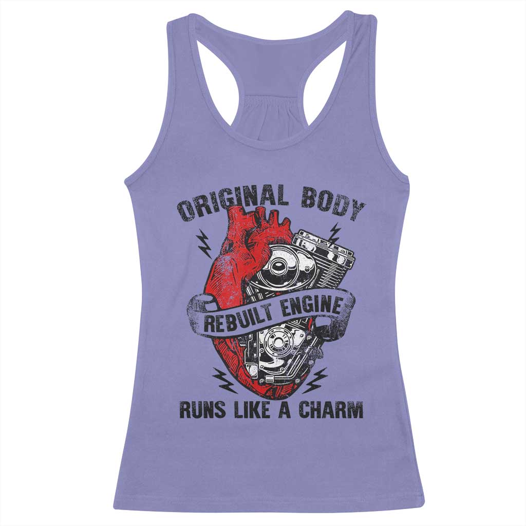 Funny Heart Surgery Racerback Tank Top Original Body Rebuilt Engine Runs Like A Charm Mechanical Heart TS11 Violet Print Your Wear