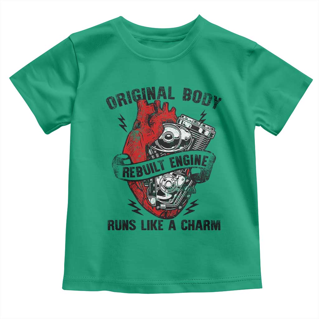 Funny Heart Surgery Toddler T Shirt Original Body Rebuilt Engine Runs Like A Charm Mechanical Heart TS11 Irish Green Print Your Wear