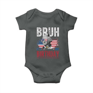 Funny George Washingtons Birthday Baby Onesie Bruh It Is My Birthday Presidents Day TS11 Dark Heather Print Your Wear
