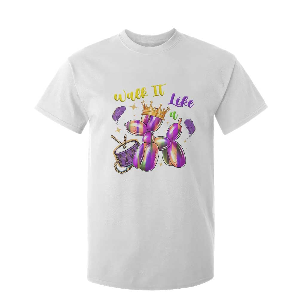 Funny Mardi Gras T Shirt For Kid Walk It Like A Dog Balloon New Orleans TS11 White Print Your Wear