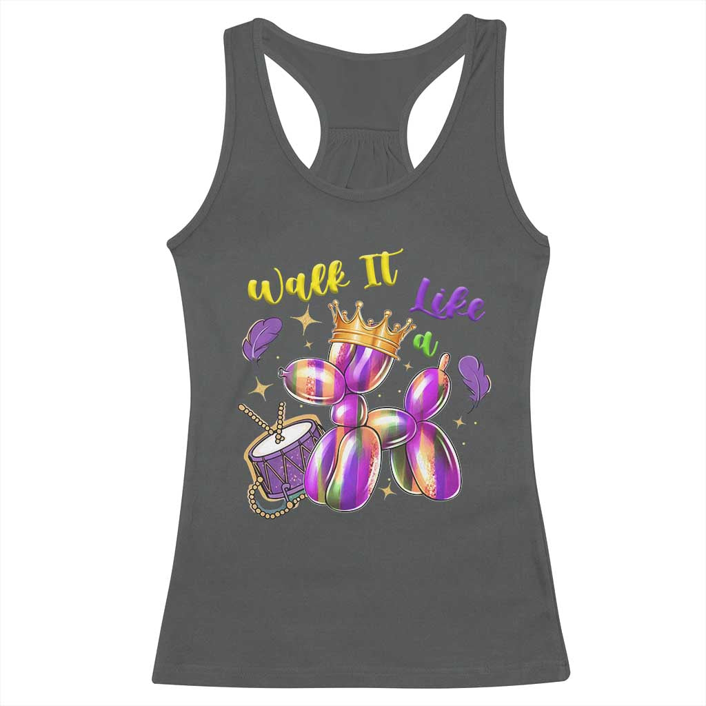 Funny Mardi Gras Racerback Tank Top Walk It Like A Dog Balloon New Orleans TS11 Dark Heather Print Your Wear
