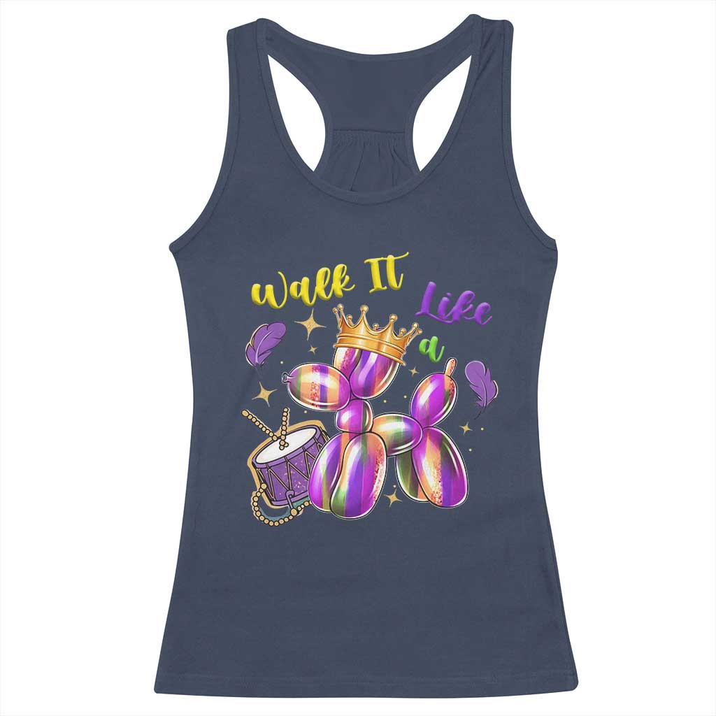 Funny Mardi Gras Racerback Tank Top Walk It Like A Dog Balloon New Orleans TS11 Navy Print Your Wear