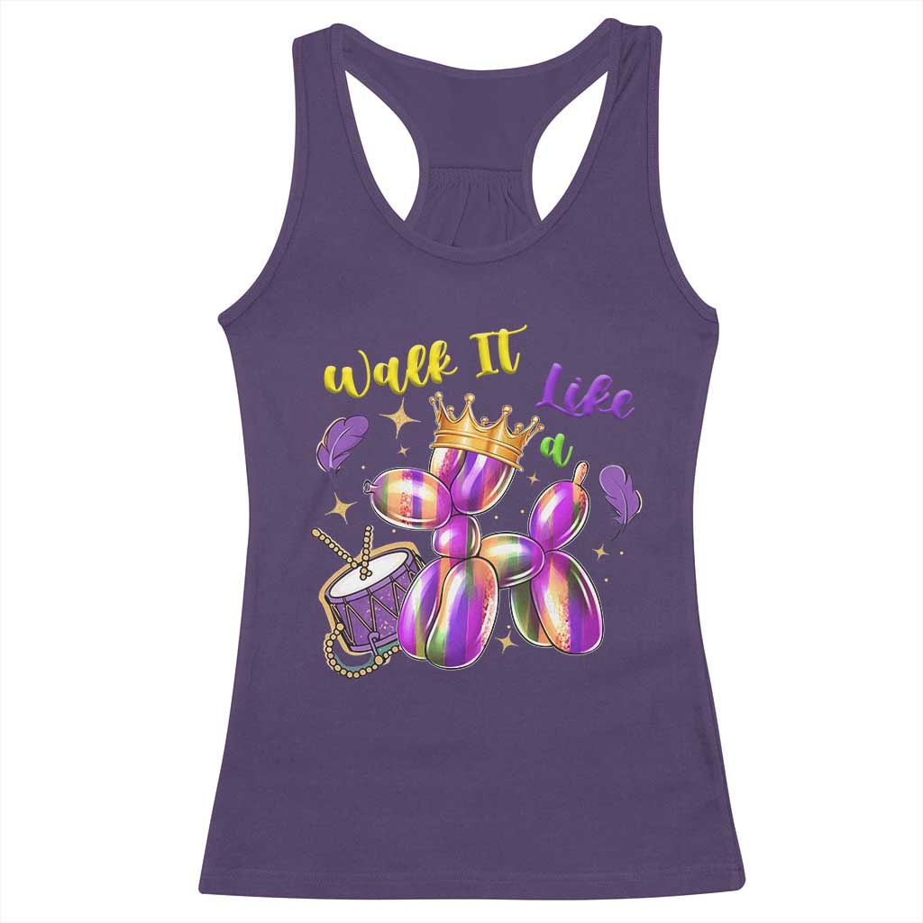 Funny Mardi Gras Racerback Tank Top Walk It Like A Dog Balloon New Orleans TS11 Purple Print Your Wear
